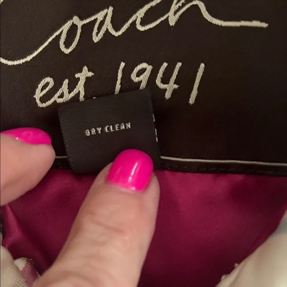 Coach Ivory Quilted Plaid Puffer Jacket with Multicolor Stripes - Picture 4 of 7